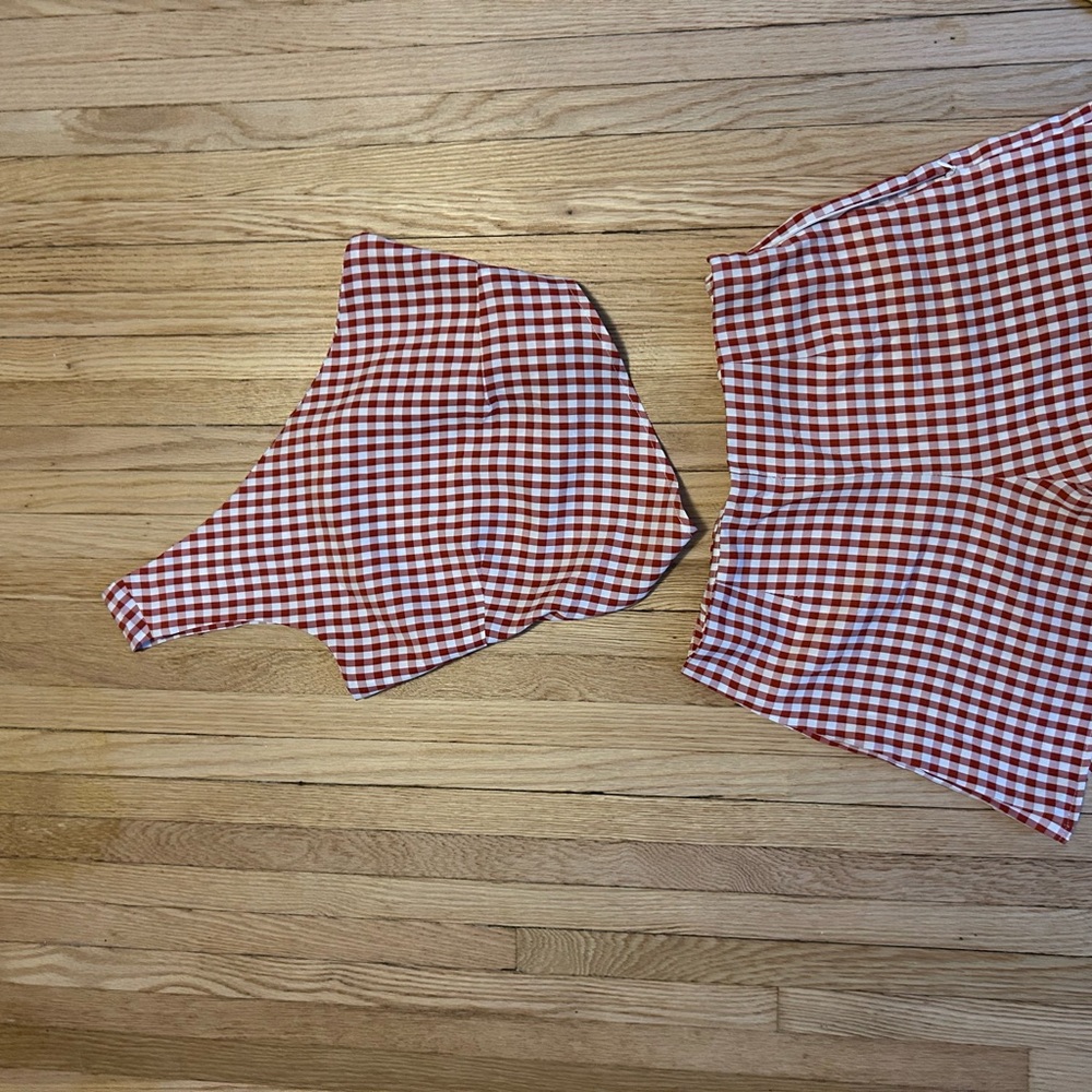 Red and White Gingham Two-Piece Set